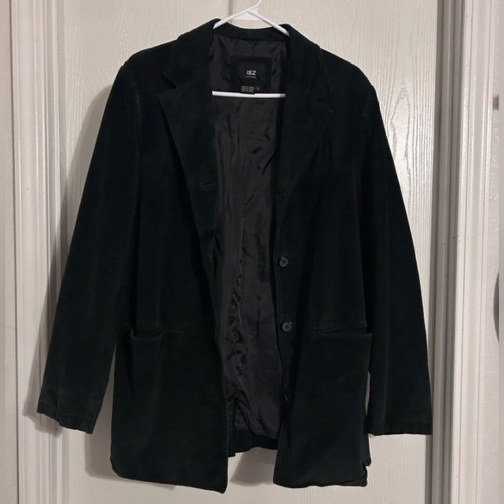 ISZ Leathers Women’s black 100% Leather blazer jacket Small